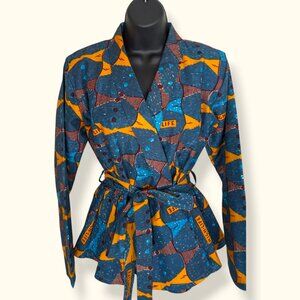 High Life African Print Belted Kimono Jacket